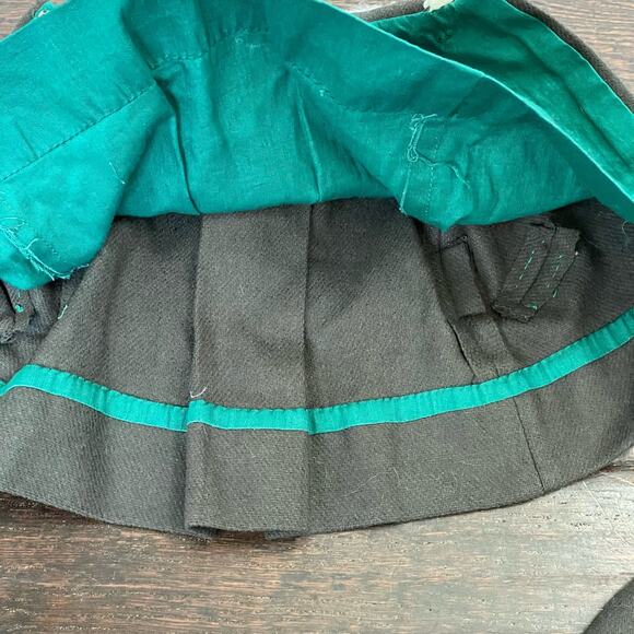 Vintage Doll Coat & Hat Wool(?) Dark Green Pea Coat & hat w/ White Trim READ - Picture 12 of 16